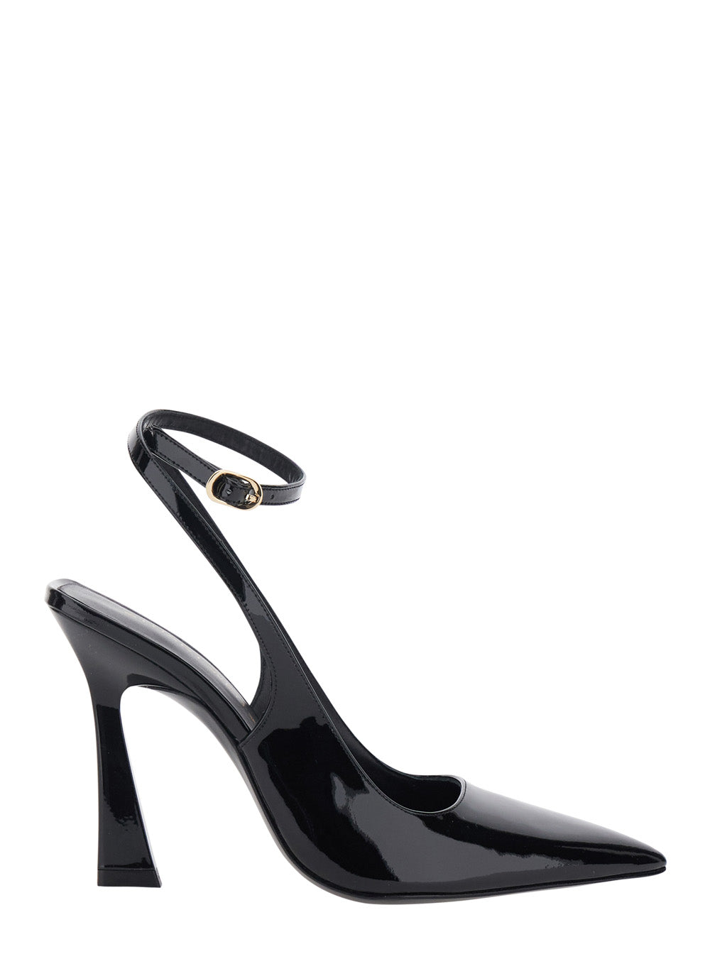 Black VINNIE 100 STRAP PUMP with 10 cm Heel in Leather Women Heels