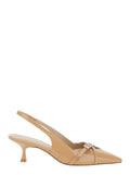 Georgie Slingback 50 Beige Low Heel - Leather Women Heels
