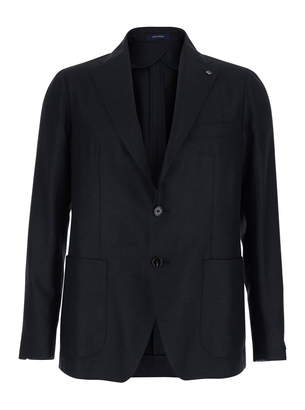 Blue Single-breasted Montecarlo Jacket with Front Closure in Blend of Wool and Silk Men Blu Blazers