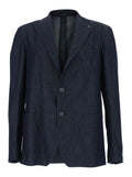 Blue Single-breasted Jacket In Denim for Men Blu Cotton Blazers