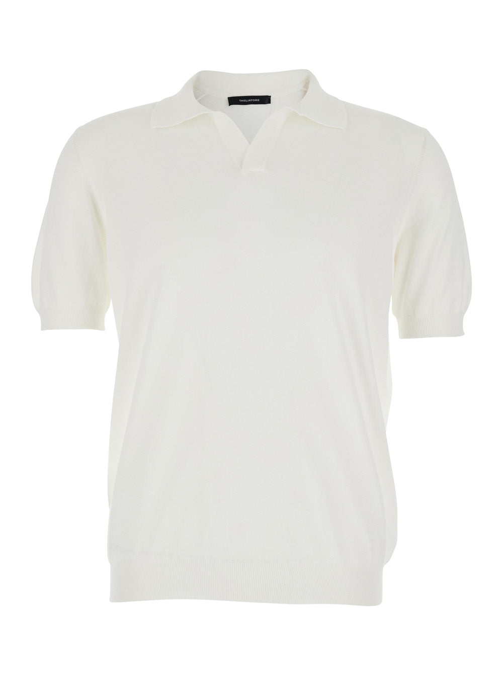 White Polo with Open Collar and Short Sleeves in Cotton for Men Tshirts Shirts