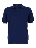 Blue Polo Shit with Open Collar in Cotton for Men Blu Tshirts And Shirts