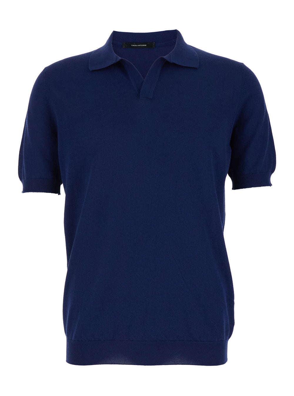 Blue Polo Shit with Open Collar in Cotton for Men Blu Tshirts And Shirts
