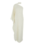 Long Dress Ubud With One-Shoulder Design And Jacquard Toile-De-Jouy Scarf Detail White Women Viscose