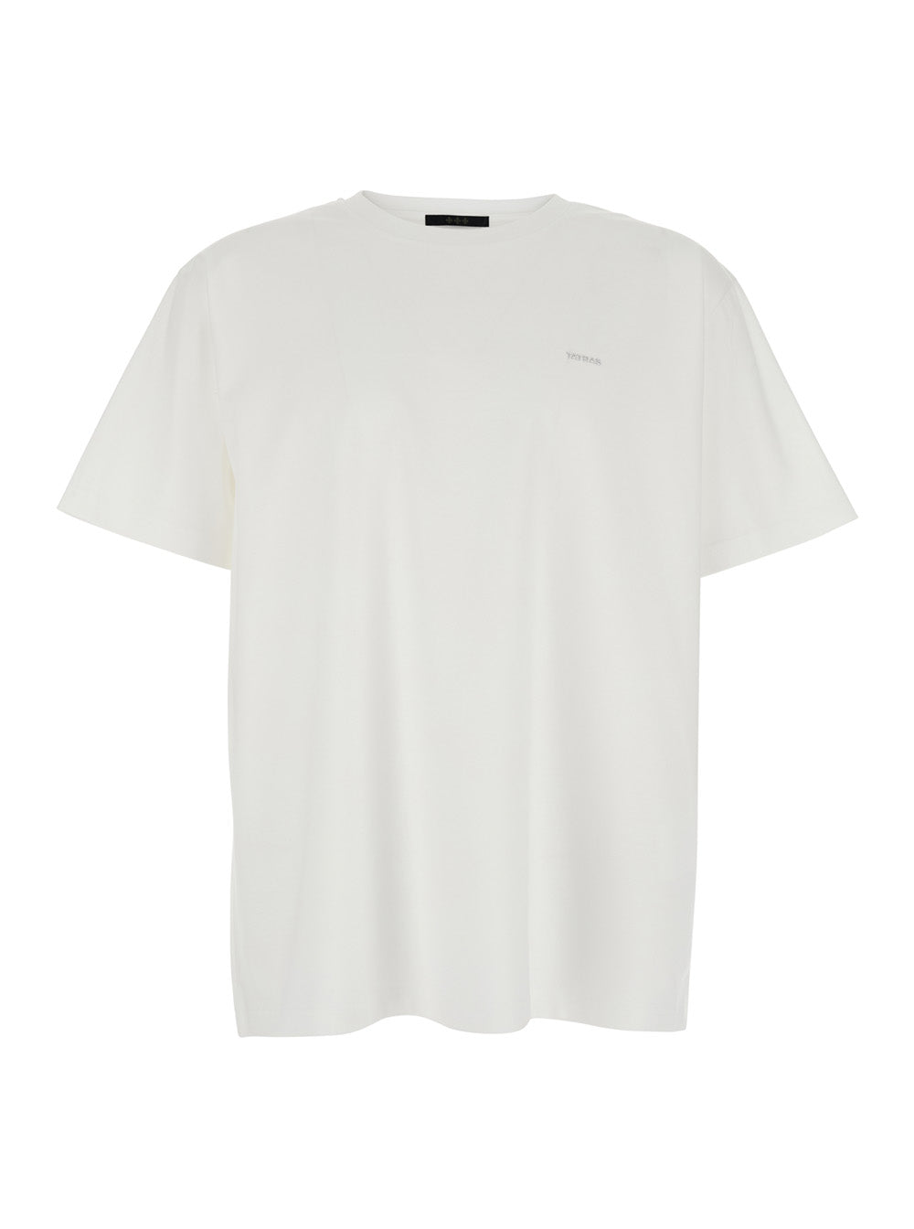 T-Shirt Selo Logo Metallo White With Metallic On The Front In Cotton For Men Tshirts And Polo Shirts