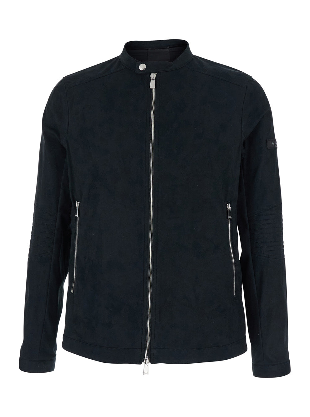 Jacket MCKZ0093033588001 Black with High Collar and Zip Closure in Tech Fabric Men Outerwear