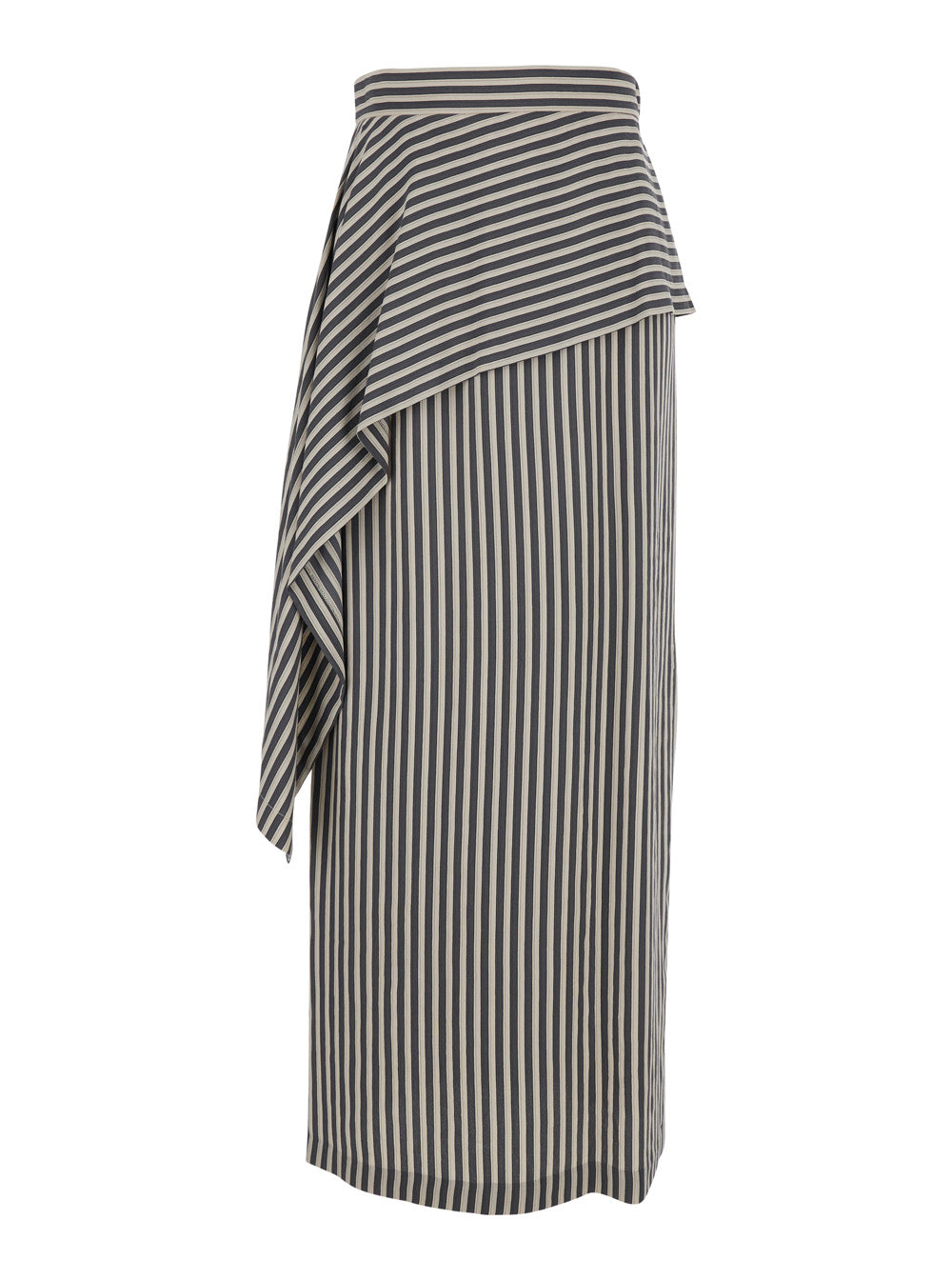 Gray Asymmetrical Skirt with Striped Viscose for Women Grey Polyamide