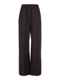 Brown Linen Blend Elasticated Waist Pants for Women Viscose Trousers