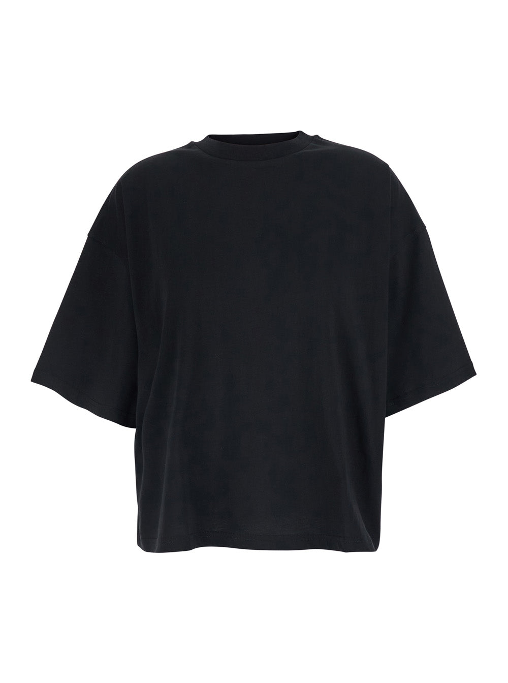 Black T-Shirt SKOSSA with Round Neck and Short Sleeves in Cotton for Women Tshirts Polo Shirts