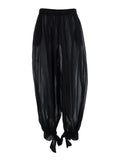 Noor Pants Tied Up Maxi Black With Front Closure And Drawstring Waist Tech Fabric Women Trousers