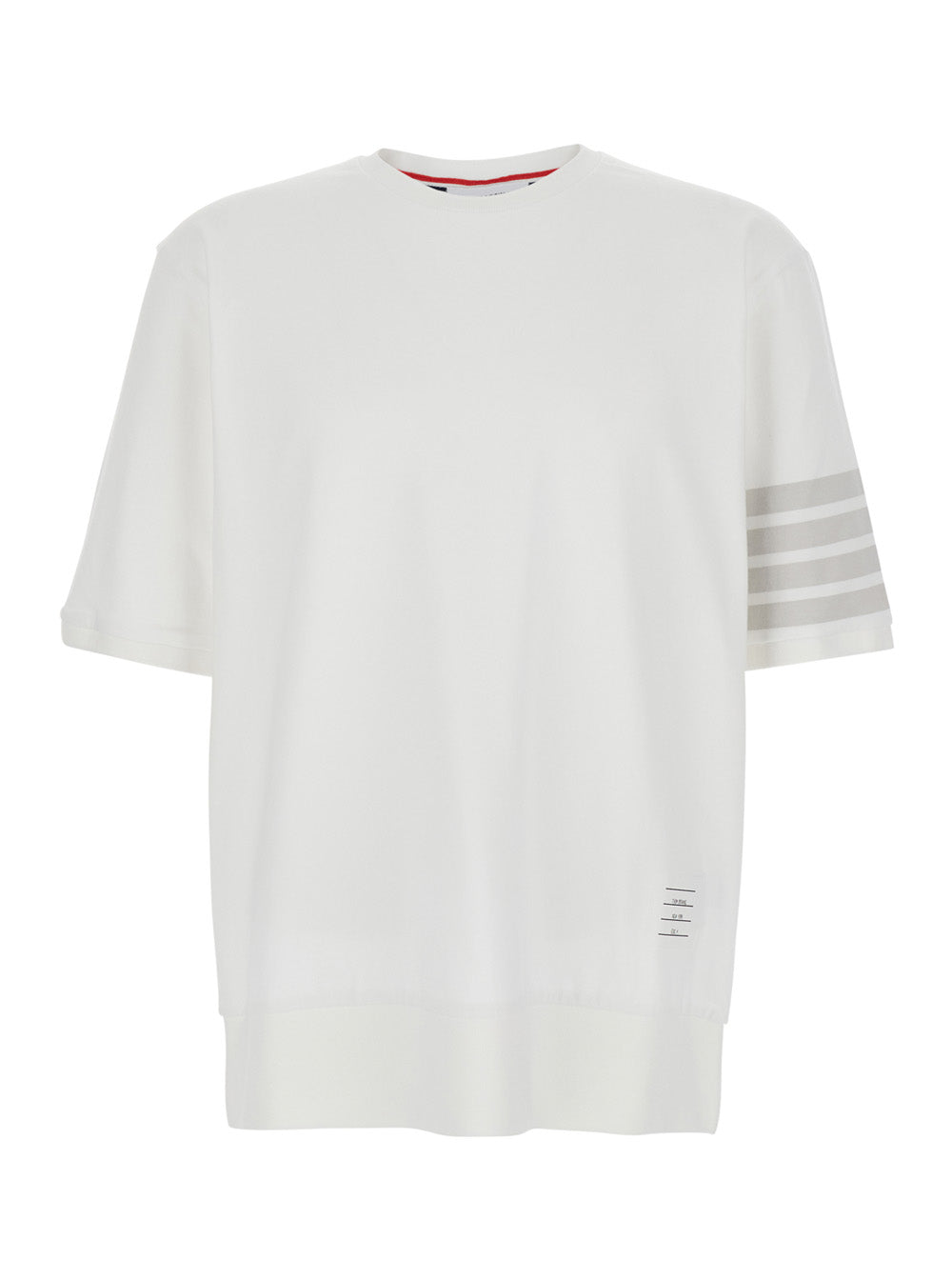 T-Shirt MJS303AJ0253100 with Classic Collar and 4-Bar Detail on Sleeve in White Cotton for Men Tshirts Polo Shirts
