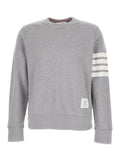 Mens 4 Bar Tab Sweatshirt with Contrast Stripes in Grey Cotton Sweatshirts