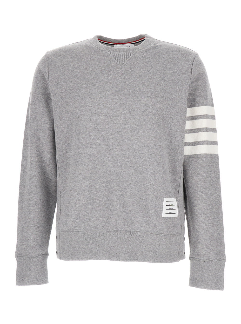 Mens 4 Bar Tab Sweatshirt with Contrast Stripes in Grey Cotton Sweatshirts