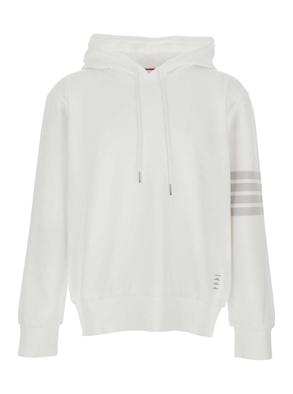Hooded Sweatshirt with Drawstring and 4Bar Logo on the Sleeve in White Cotton for Men Sweatshirts