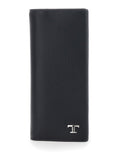 Vertical Wallet TODS with Logo Plate on the Front in Black Hammered Leather for Men Calf Products