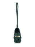 Fringe Pendant with Leather Wrist Strap in Green for Women Calf Accessory