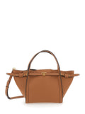 Medium Tote Bag T Timeless with Plaque on the Front and Adjustable Removable Brown Leather Strap for Women Calf