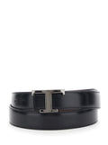 Black Belt with Adjustable Buckle Closure and T Logo Plaque in Leather Man Calf