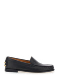 Loafers Black with Embossed Logo and Stud Details on the Back in Leather Women Calf