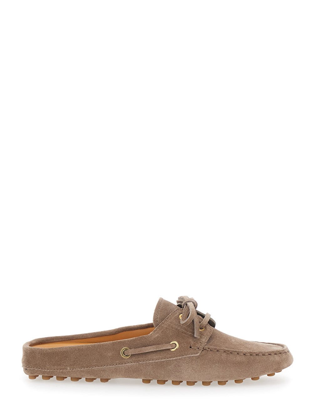 Loafers with Side Laces in Brown Suede for Men Calf Flat Shoes