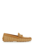 Raffia Loafers Beige With Rounded Toe In Cotton Women Polyamide