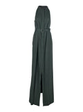 Green Long Dress with Halterneck and Front Belt in Viscose Blend for Women Acetate