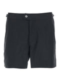 Black Swim Shorts with Side Strap Details in Tech Fabric Man Polyester Beachwear