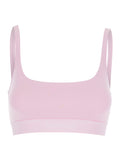 Pink Top Bralette with Wide Neckline and logo lettering on the Front in Modal Stretch Women Elastane Tops