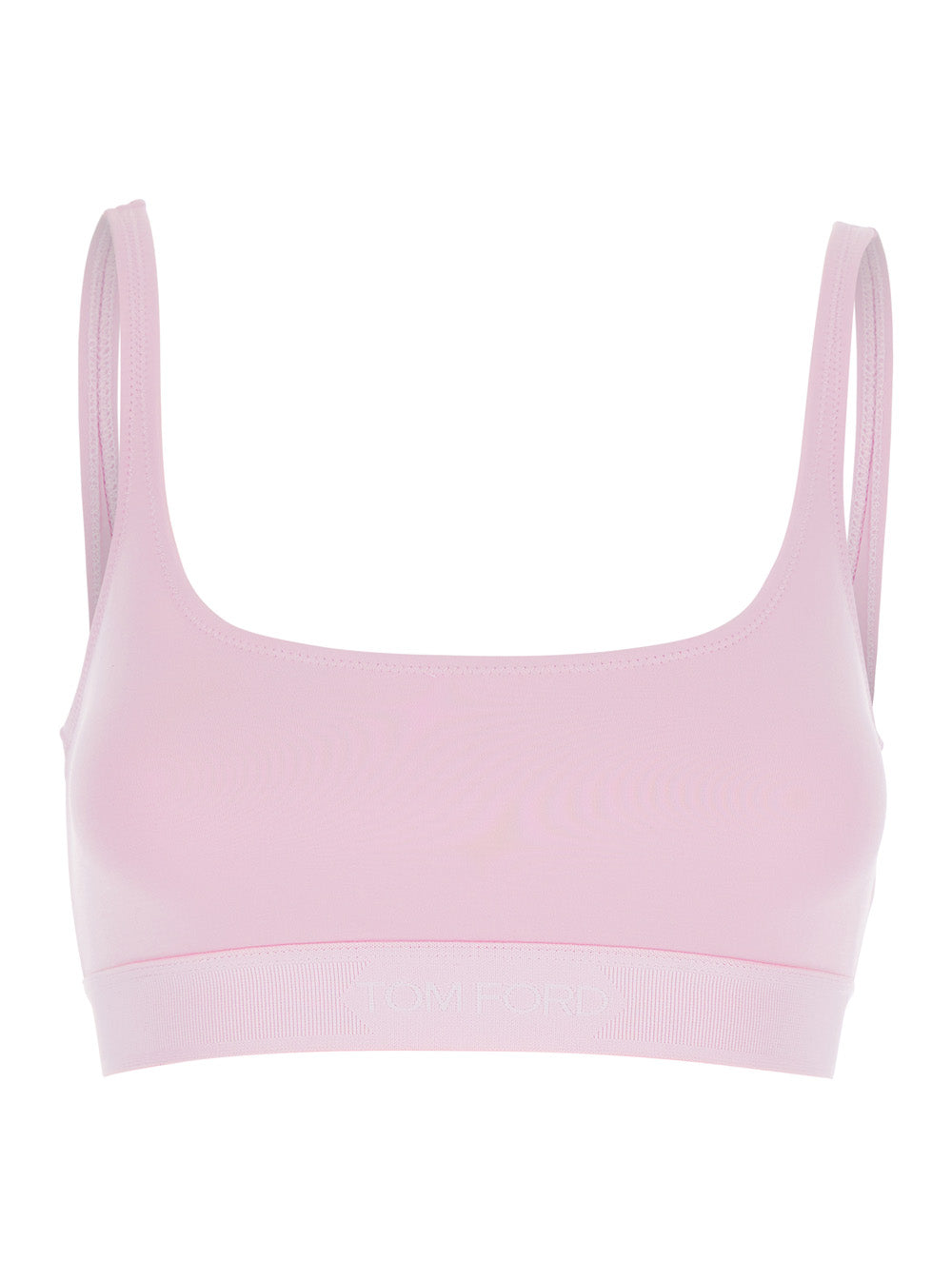 Pink Top Bralette with Wide Neckline and logo lettering on the Front in Modal Stretch Women Elastane Tops