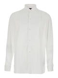 White Long-Sleeved Shirt with Tone-on-Tone Button Closure in Cotton for Men And Blouses