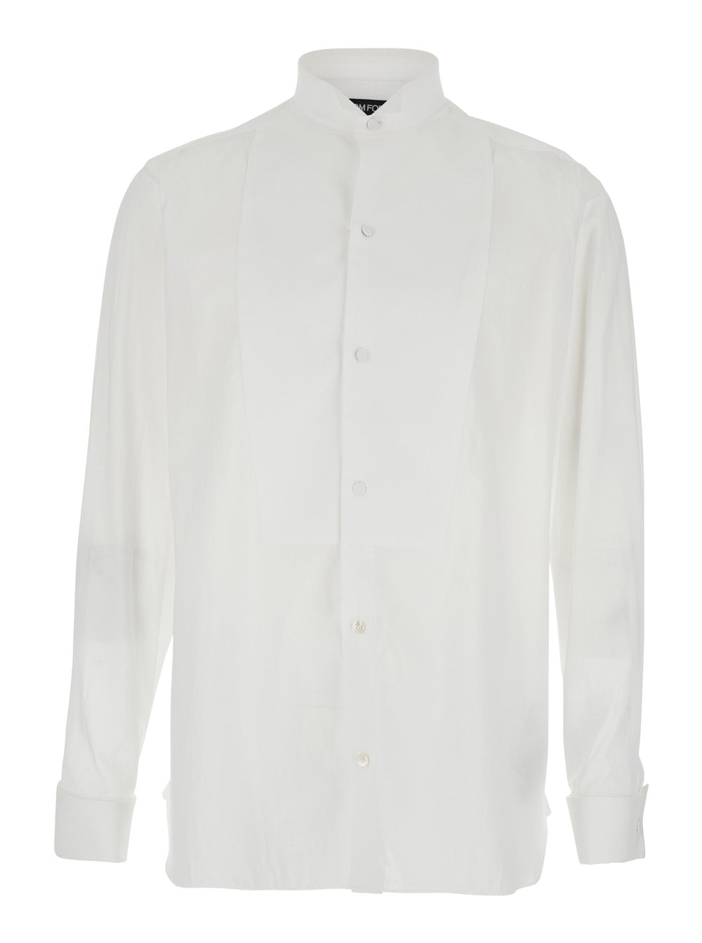 White Long-Sleeved Shirt with Tone-on-Tone Button Closure in Cotton for Men And Blouses