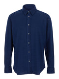 Blue Long-Sleeved Shirt with Classic Collar and Denim Effect in Cotton for Men Blu Blouses