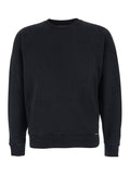 Black Crewneck Sweatshirt with Logo Patch on the Front in Cotton Man Sweatshirts