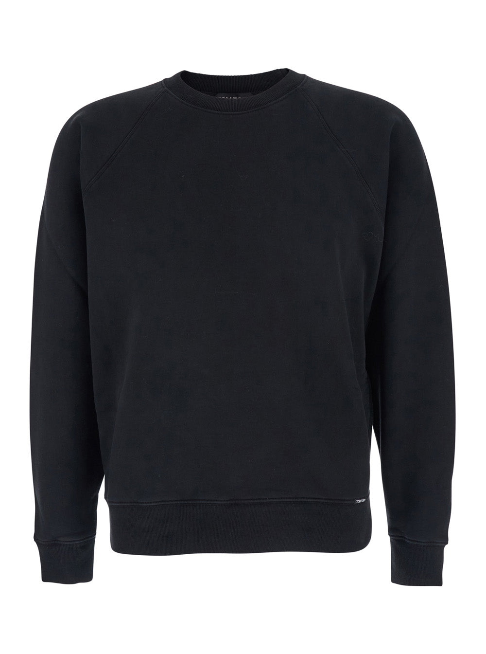 Black Crewneck Sweatshirt with Logo Patch on the Front in Cotton Man Sweatshirts