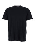 Black Crew Neck T-Shirt with Logo Embroidery on the Front in Cotton Blend for Men Lyocell Tshirts And Polo Shirts