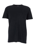 Black T-Shirt with Logo Embroidery on the Front and Perforated Design in cotton Man Tshirts Polo Shirts