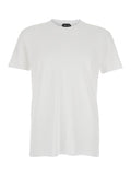 White Crew Neck T-Shirt with Logo Embroidery on the Front and Perforated Design in Cotton for Men Tshirts Polo Shirts