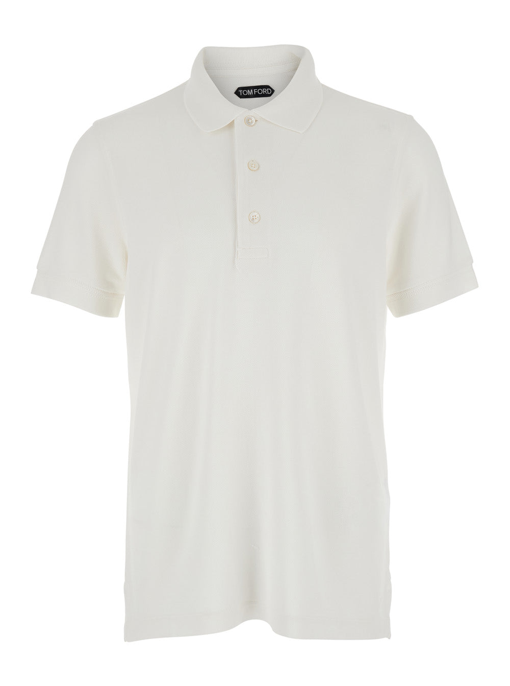 White Polo Shirt with Classic Collar and Front Closure in Cotton Blend Men Tshirts