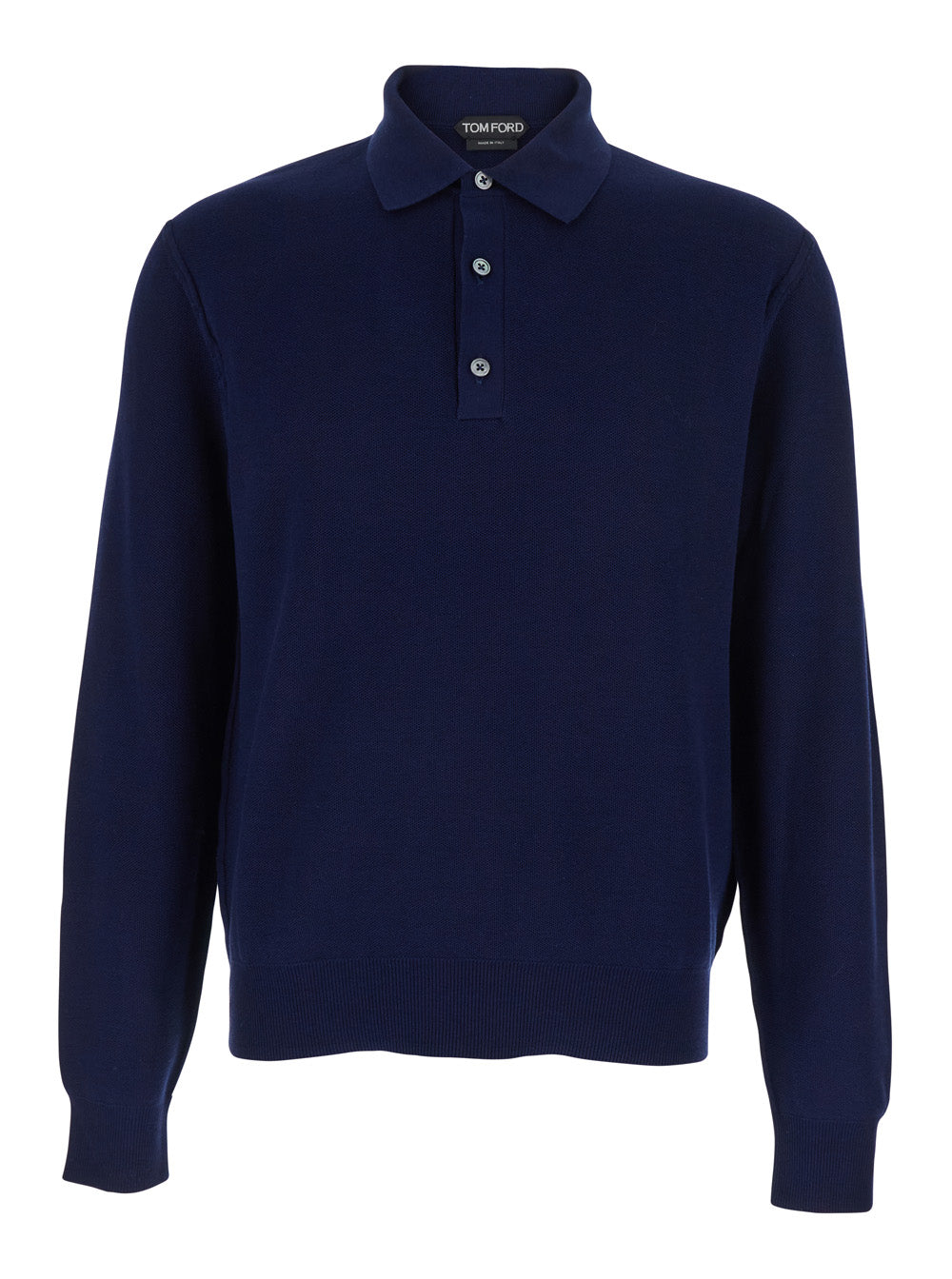 Blue Polo Shirt with Classic Collar and Front Button Closure in Silk Cotton Blend for Men Blu Tshirts