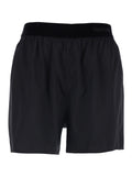 Black Shorts with Elastic Waist and logo lettering in Stretch Silk Woman Elastane Bermuda