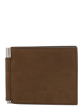 Brown Wallet with Embossed Logo Lettering and Money Clip in Leather for Men Calf Products