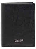 Black Card holder with Logo Embossed in Grained Leather for Men Calf Products