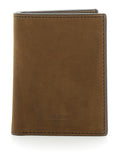 Brown Leather Card Holder with Logo Lettering on the Front for Men Calf Products