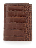 Folded Cardholder Crocodile Effect in Brown Leather for Men Calf Products