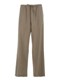Brown Drawstring Waist Wool Blend Trousers for Men Polyester Polyurethane