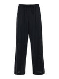 Black Pants with Drawstring Waist in Wool Blend Man Polyester Polyurethane Trousers