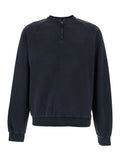Mens Black Cotton Crewneck Sweatshirt with Half Zip Closure Sweatshirts