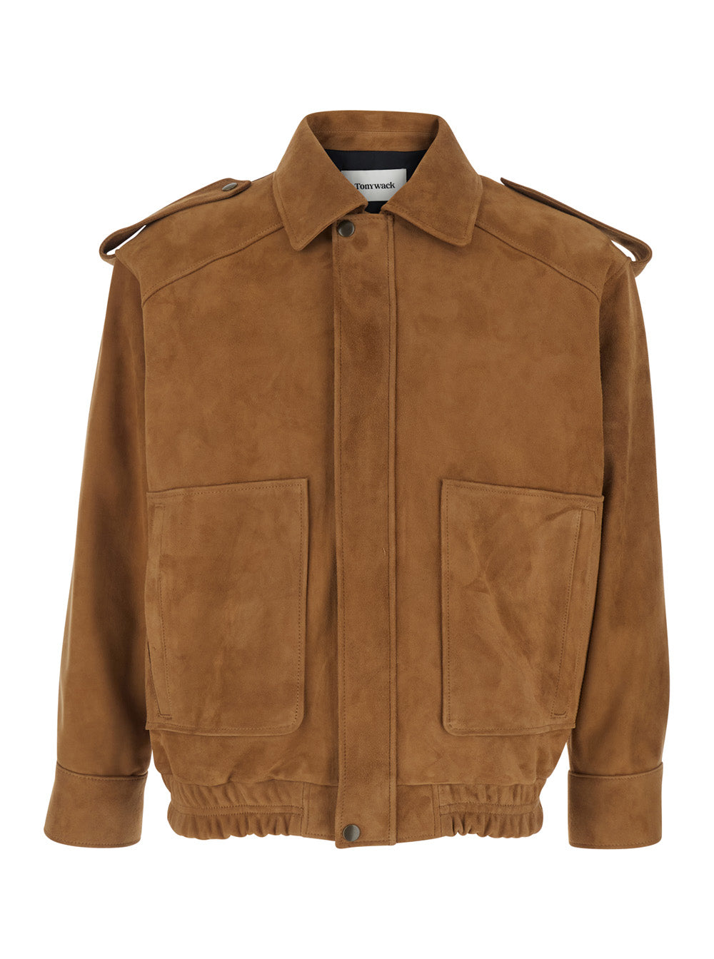 Brown Suede Jacket with Classic Collar and Elasticized Waist for Men Goat Outerwear