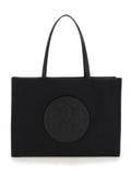 Ella Large Tote Bag with Tone-on-Tone Logo Detail in Black Tech Fabric for Women Nylon