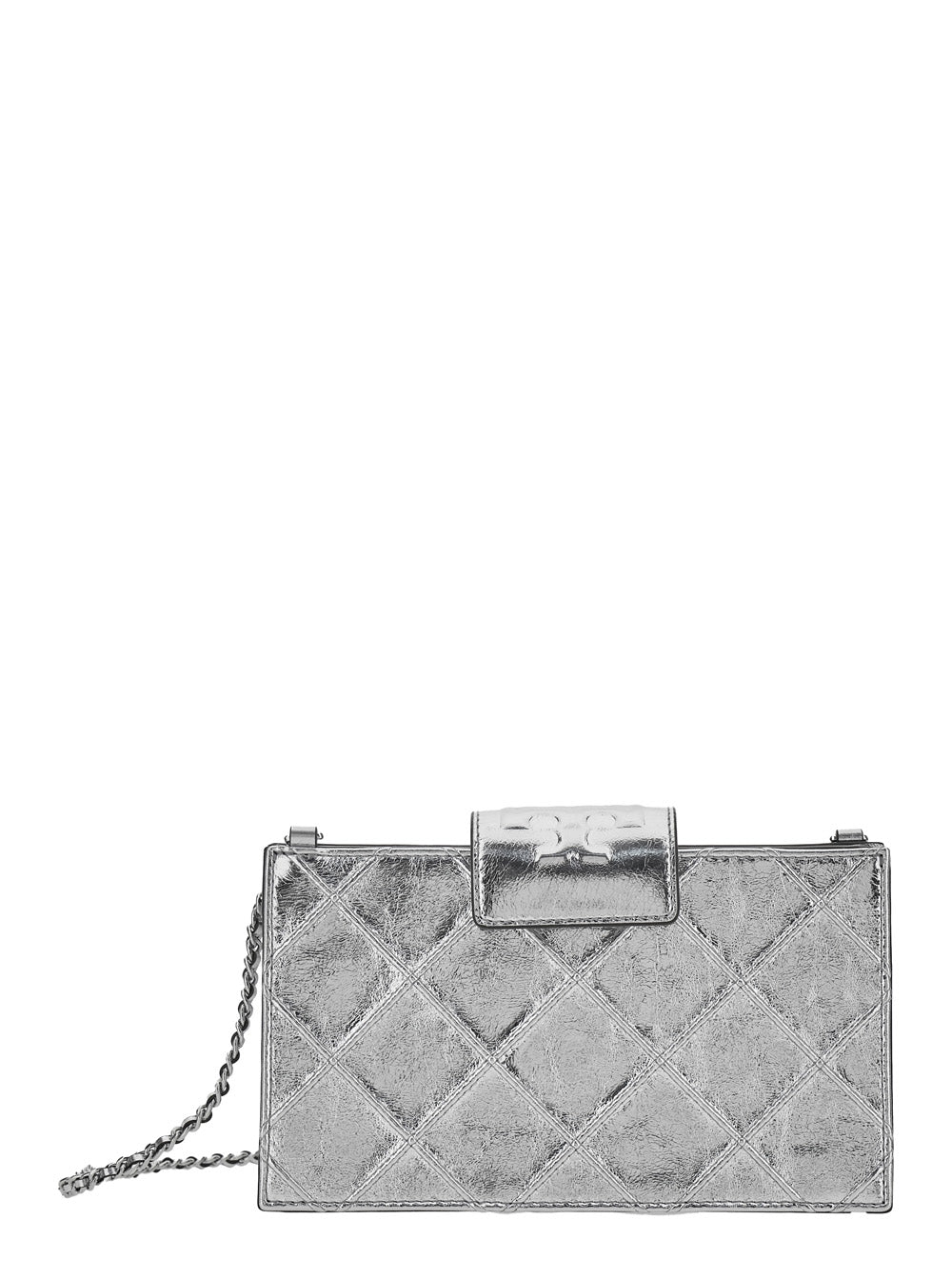 Fleming Mini Shoulder Bag with Chain Strap and Quilted Design in Metallic Leather for Women Cow Crossbody